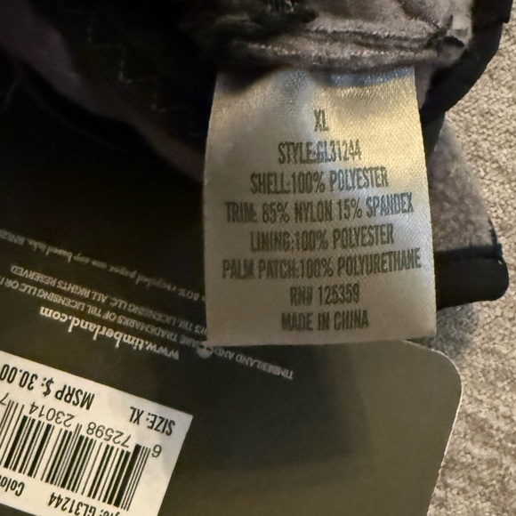 NWT Timberland Men’s Gray and Black Midweight Commuter Gloves - XL Touch screen - Picture 6 of 6